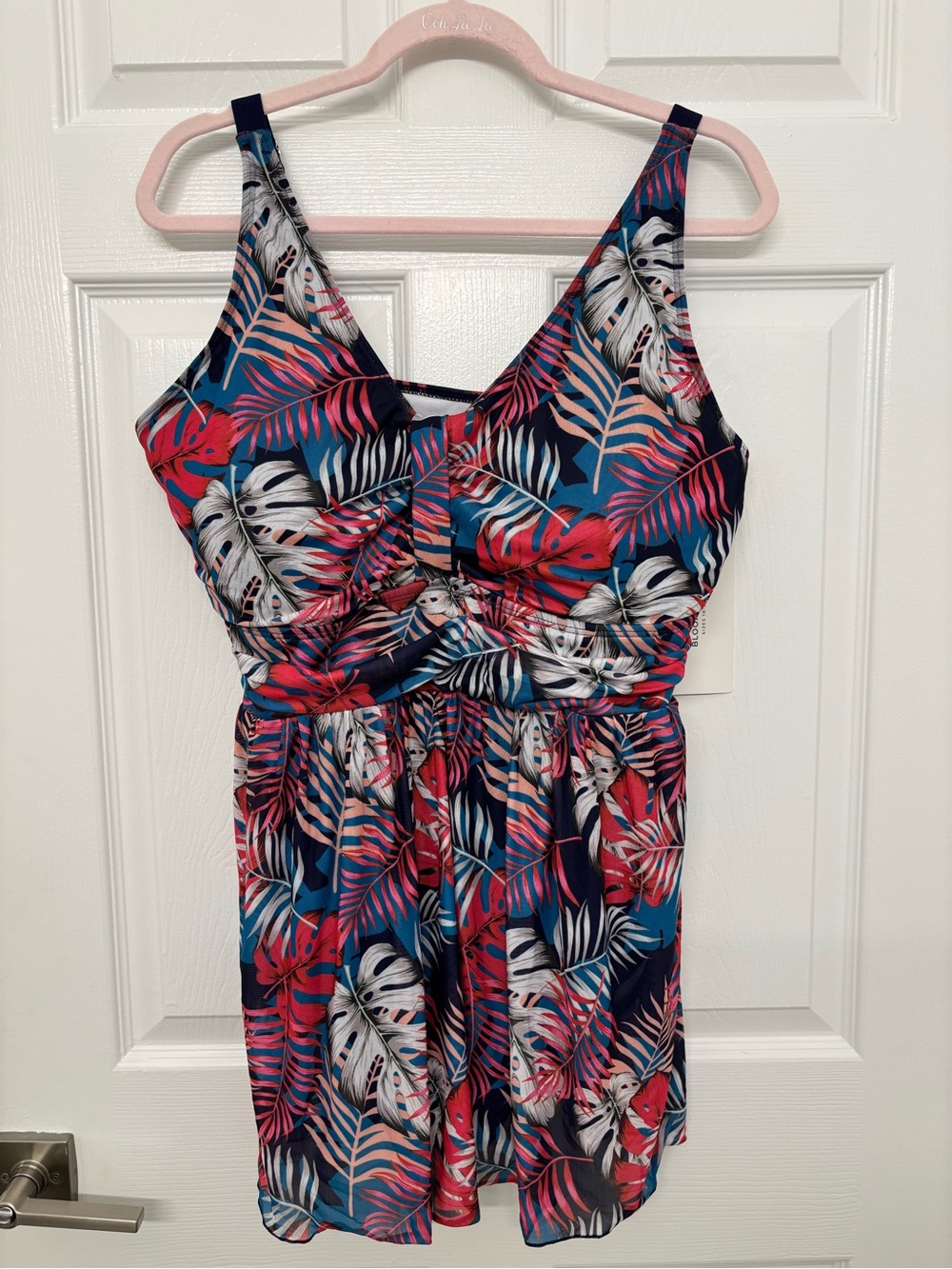 BloomChic Tropical Print Swim Dress in Blue and Pink Sz 18-20 NWT